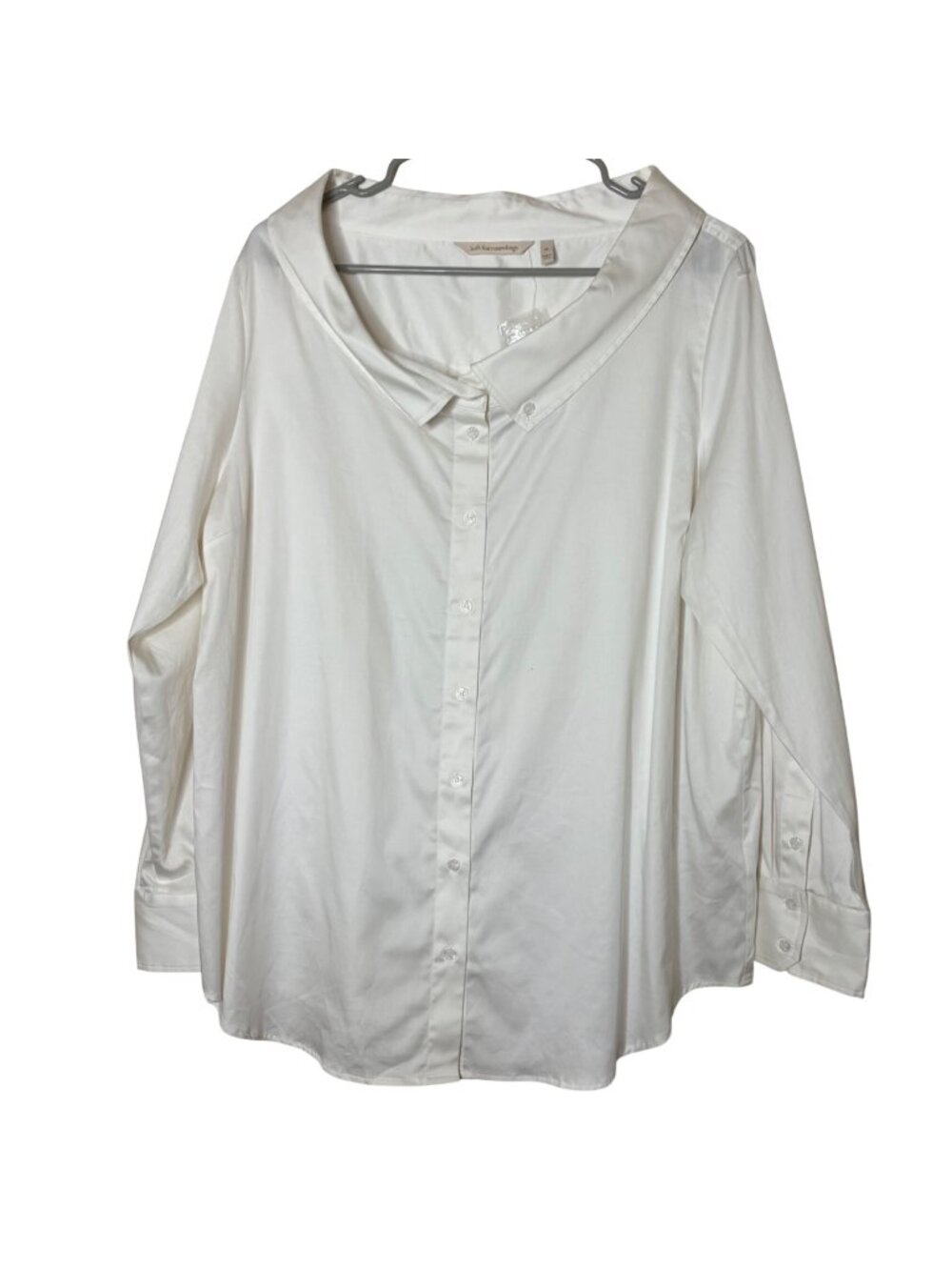 Soft Surroundings Women's XL White Button Front Blouse Stretch Cotton NWT